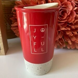 NWT STARBUCKS JOYFUL CHRISTMAS COLLECTION RED CERAMIC TRAVEL TUMBLER